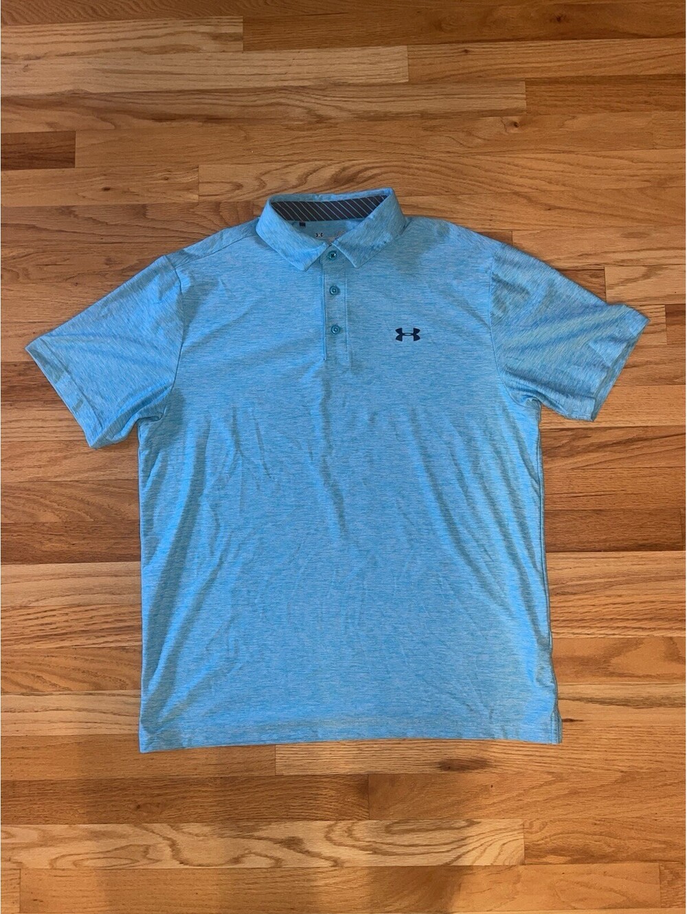 Under Armour Mens Polo Shirt Large Blue Golf Preppy Wicking Performance HeatGear